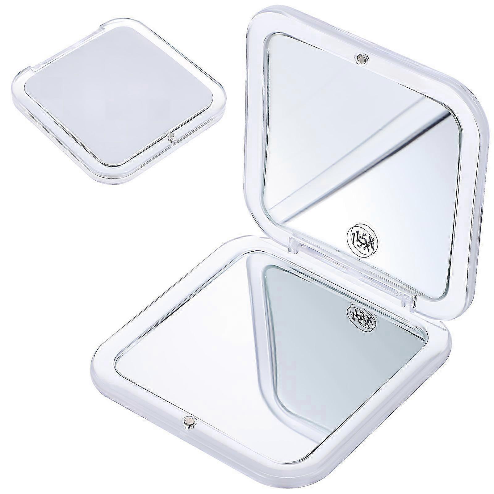 Compact Mirror Travel Mirror for Makeup Application 2Pcs Foldable Silver Acrylic