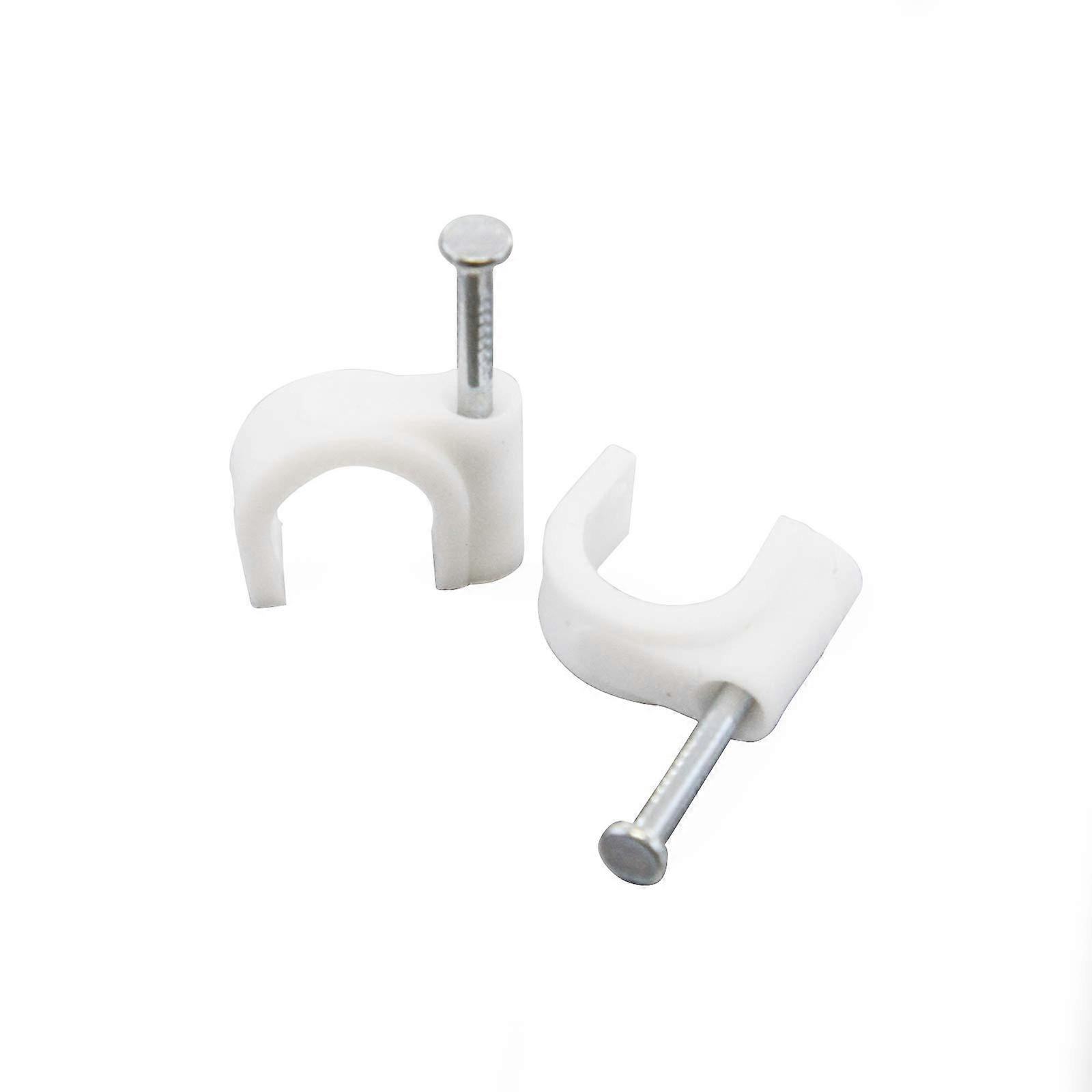 100 Round 1/2 Inch Cable Wire Clips with Nails for Secure WallMount Cable Management