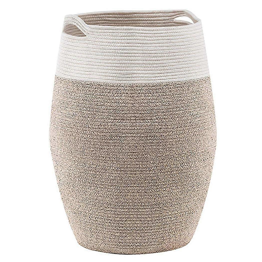 Large Cotton Rope Laundry Basket with Handles, Foldable Large Capacity Clothes Storage Hamper