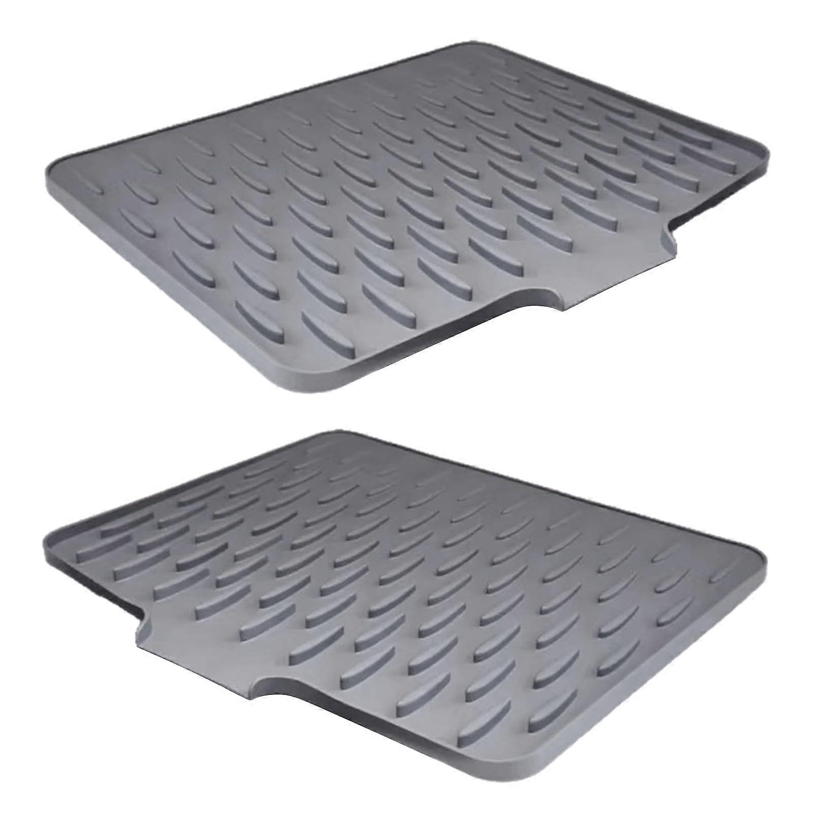 Silicone Dish Drying Mat with Slanted Drainage, NonSlip Heat Resistant Counter Protector Small