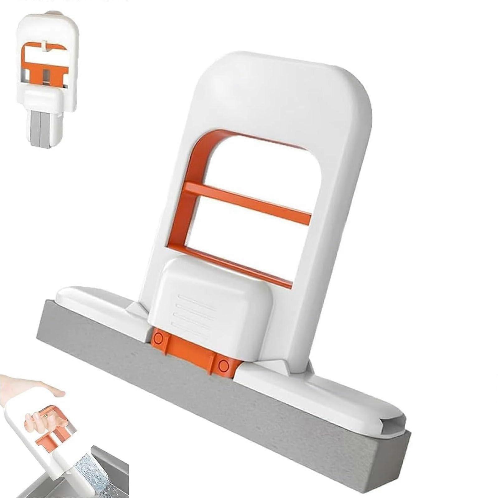 Foldable Sponge Mop with DeepCleaning Cotton Head for Bathroom and Kitchen, 3pcs Replaceable