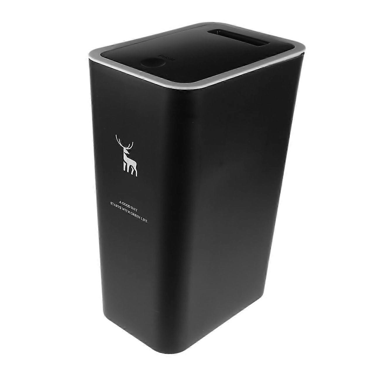 Press  Trash Can with Lid Compact Space Saving Bin for Bathroom Kitchen Office Odor Control