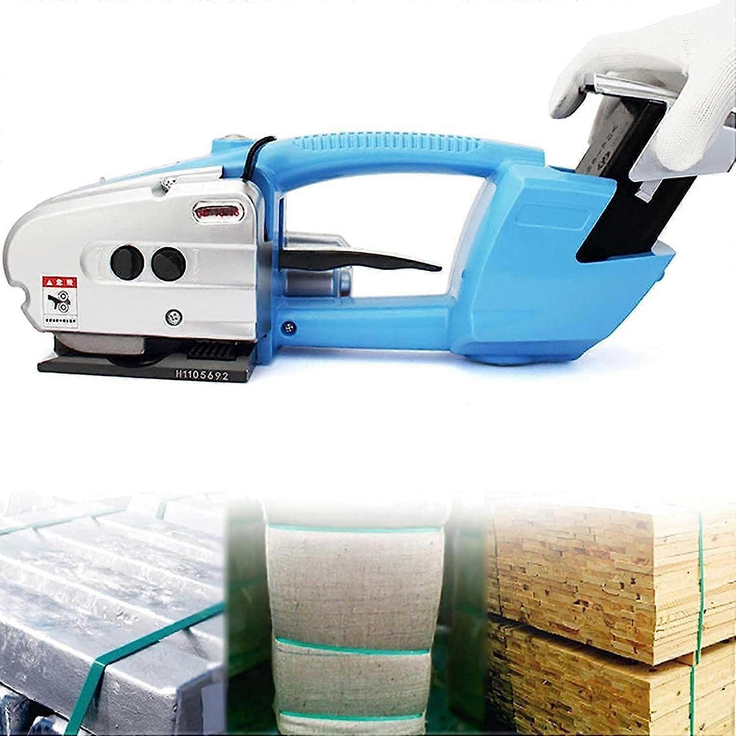 Electric Strapping Machine for 1/25/8in PP PET Straps, 3000mAh Battery Powered Automatic Tool for Boxes and Pallets