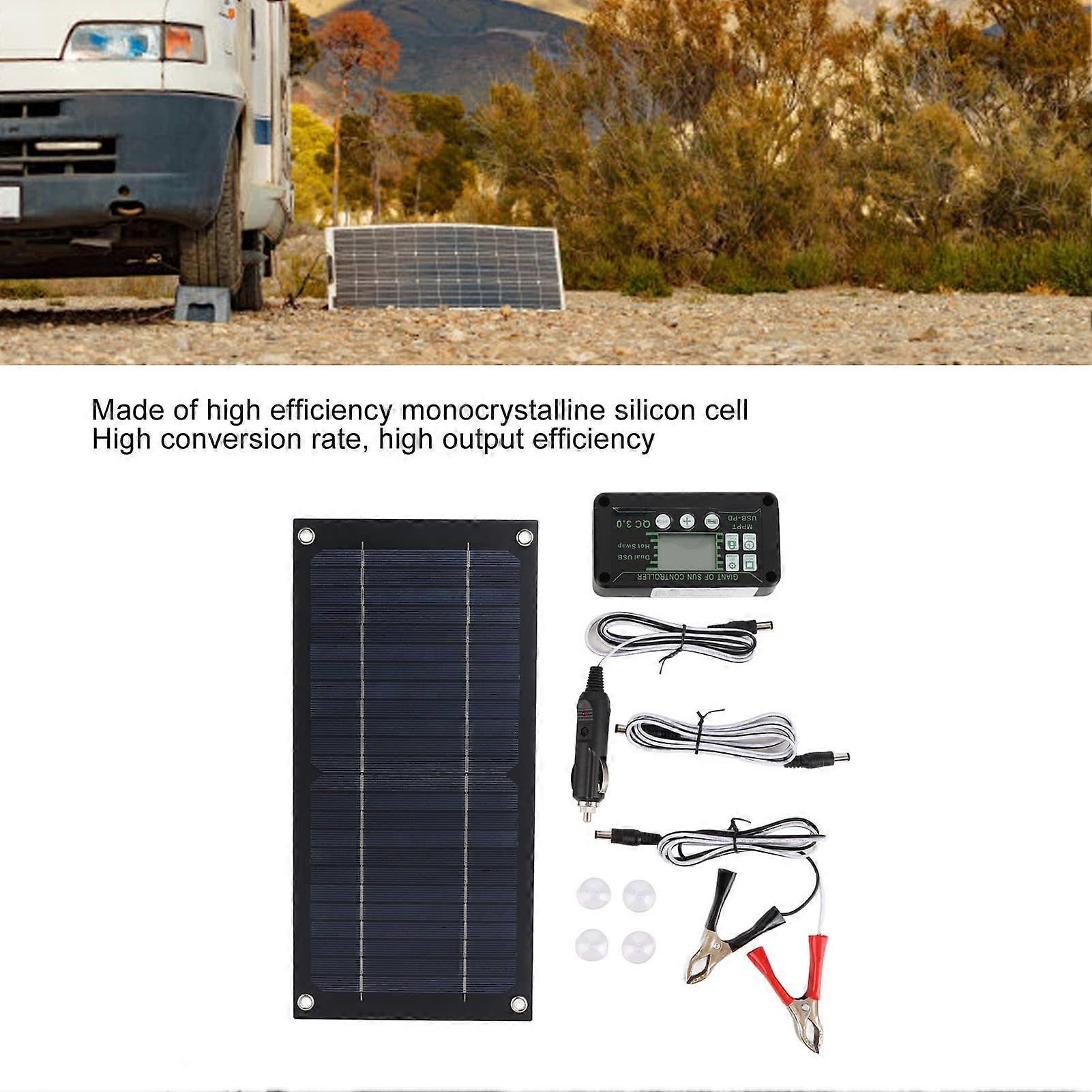 600W Monocrystalline Solar Panel Kit with 100A Controller, Extension Cable and Clips for RV Boat Camping