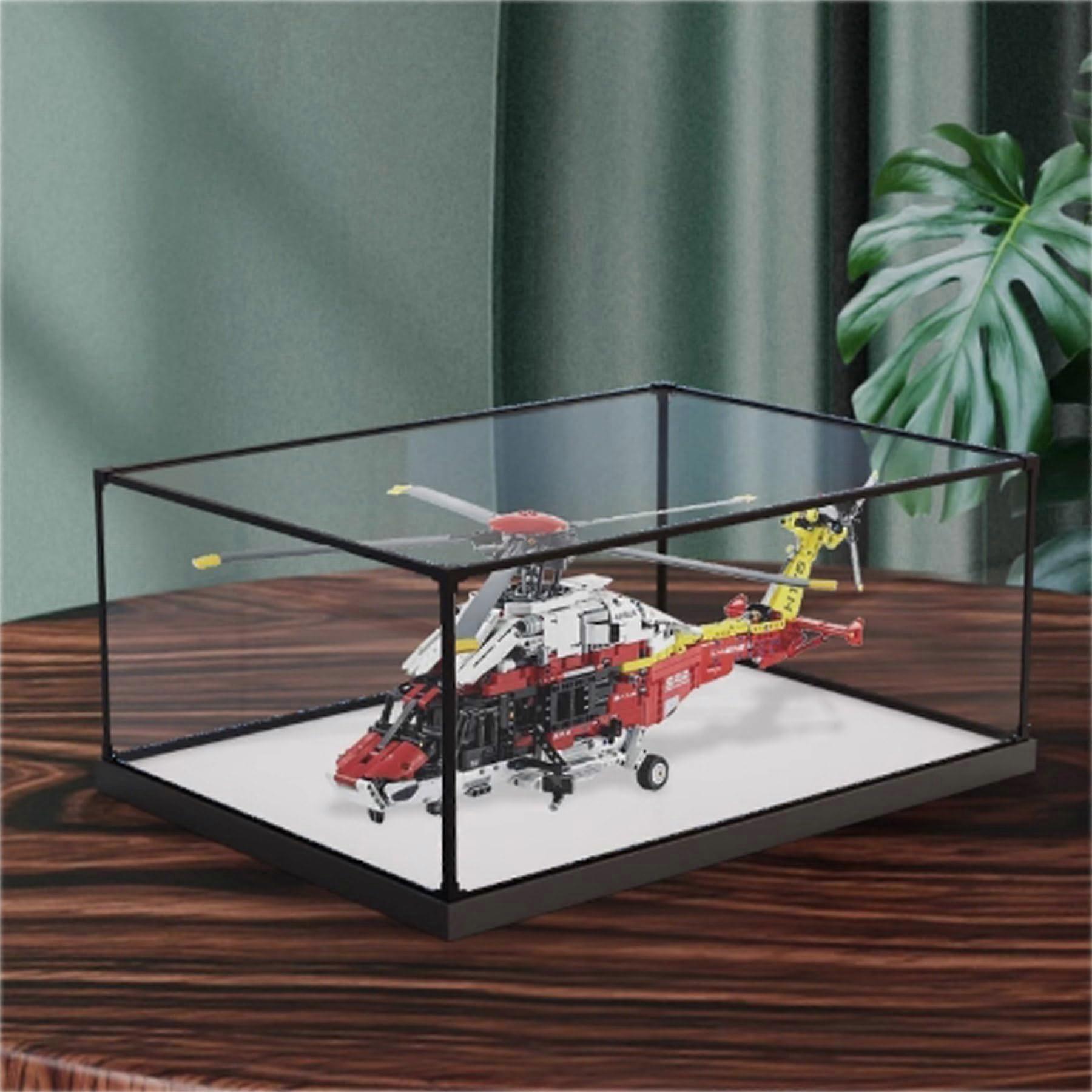 Display Case Acrylic Box for  Technic 42145 Helicopter Dustproof Waterproof White Base