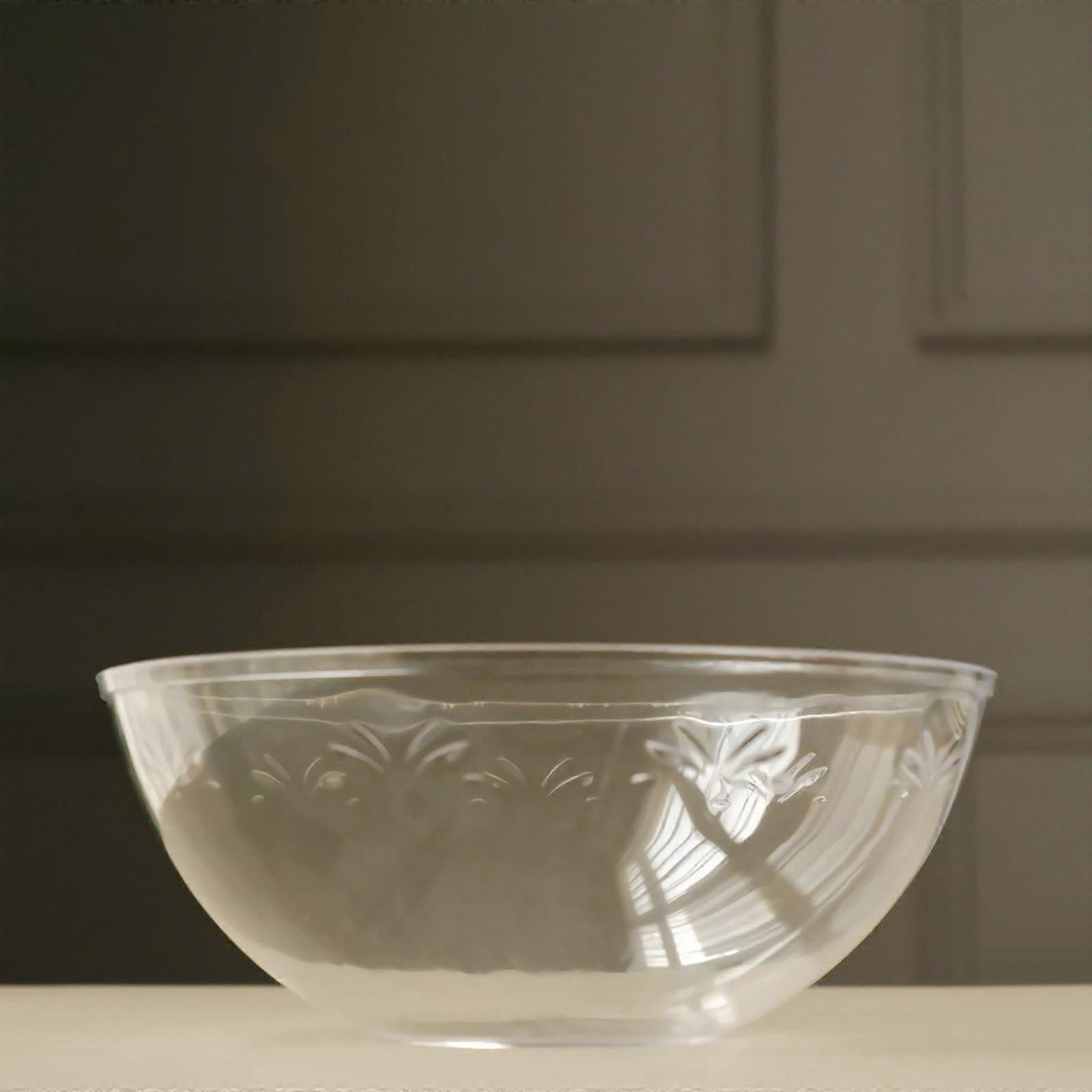 20 Pcs - Clear Round 32oz Disposable Plastic Salad Bowl Tableware For Wedding