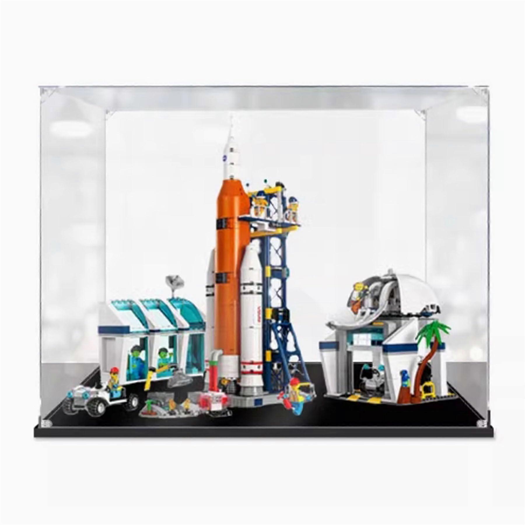 Dustproof Acrylic Display Box Clear Showcase with Black Base 2mm for  60351 Space Center