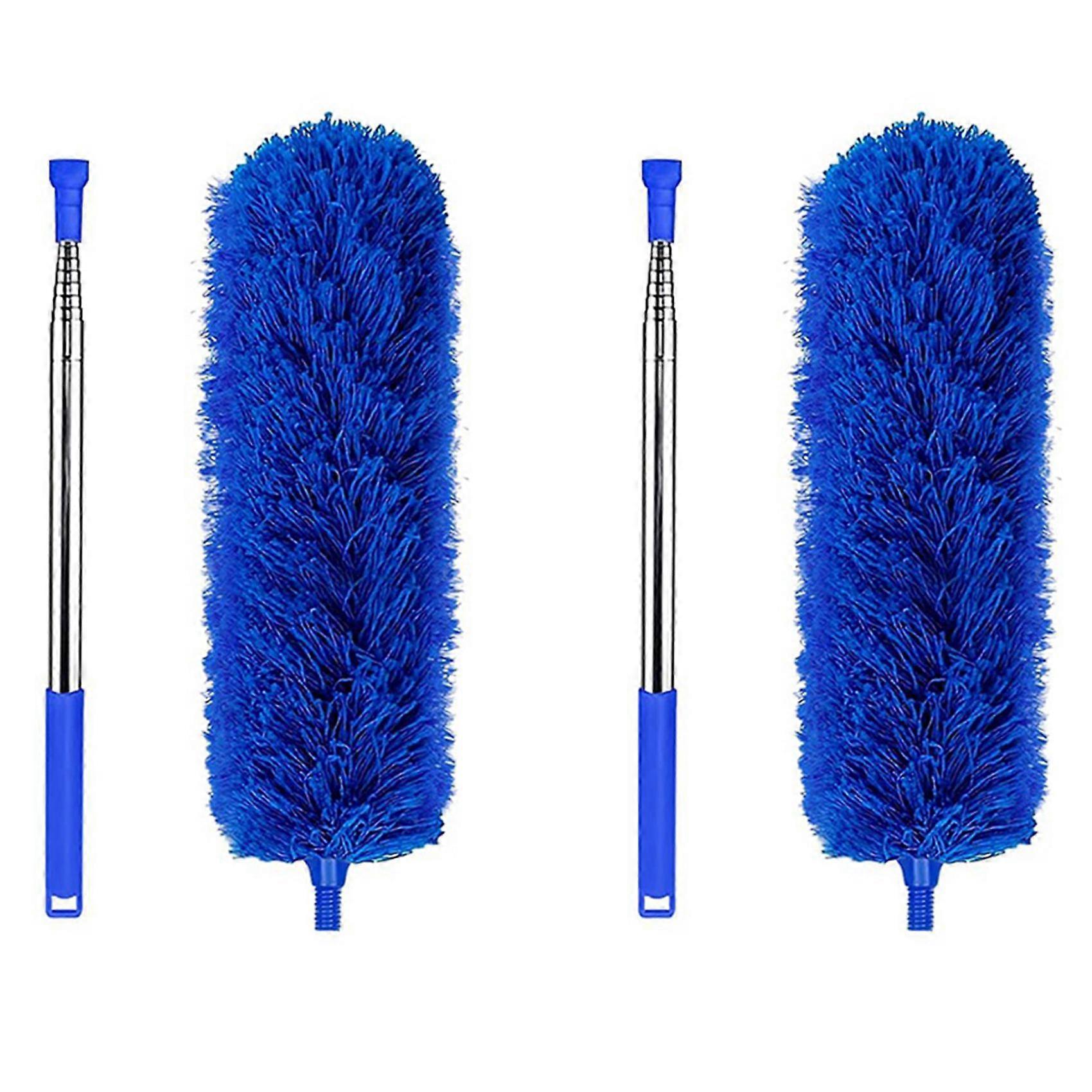 2X Gutter Cleaning Brush Roofing Tool with Telescopic Extendable Pole 8.2Ft Guard Cleaner Tool Easy Remove Leave, Blue