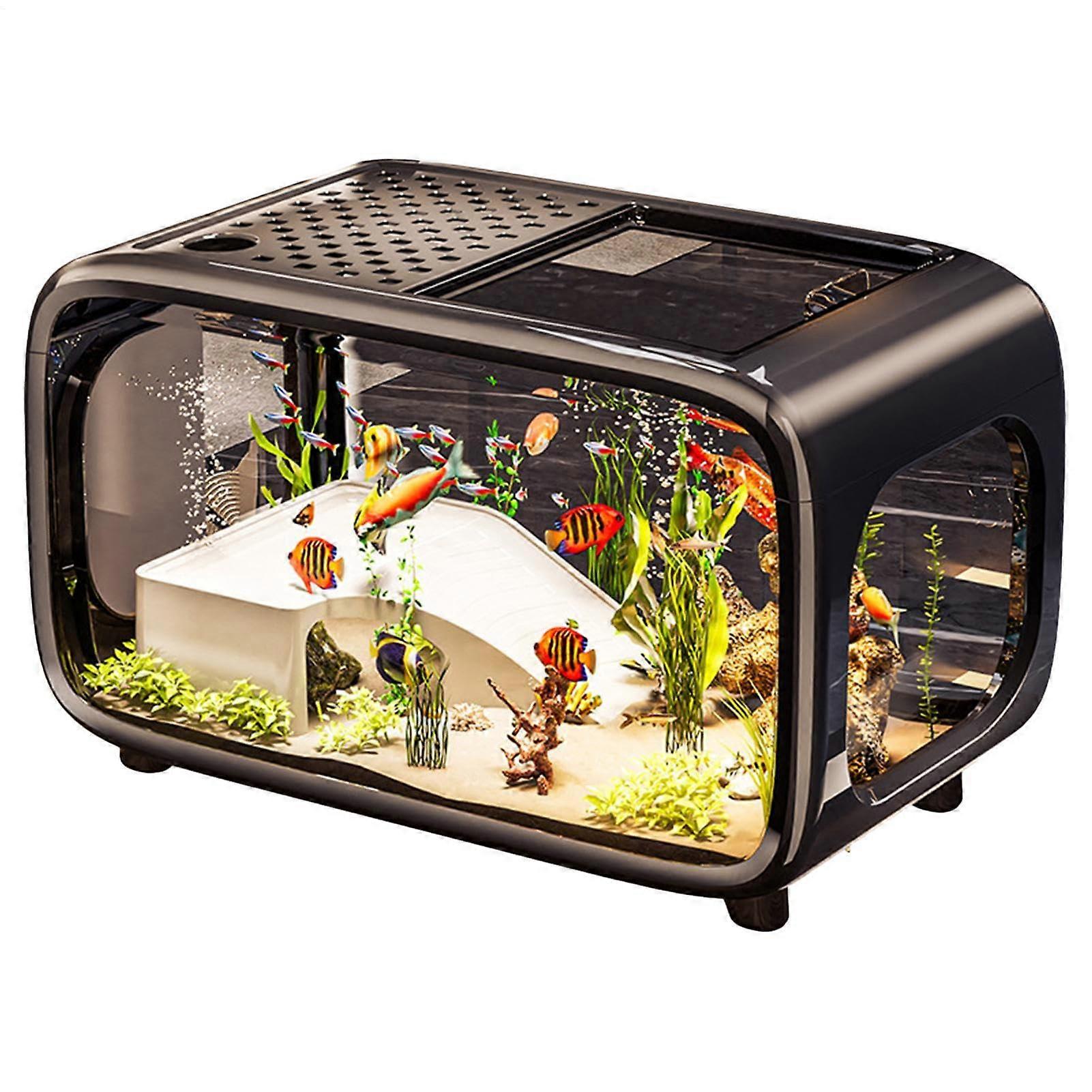 Betta Fish Tank with LED Ambient Lighting and Smart Feeding System for Small Decorative Spaces