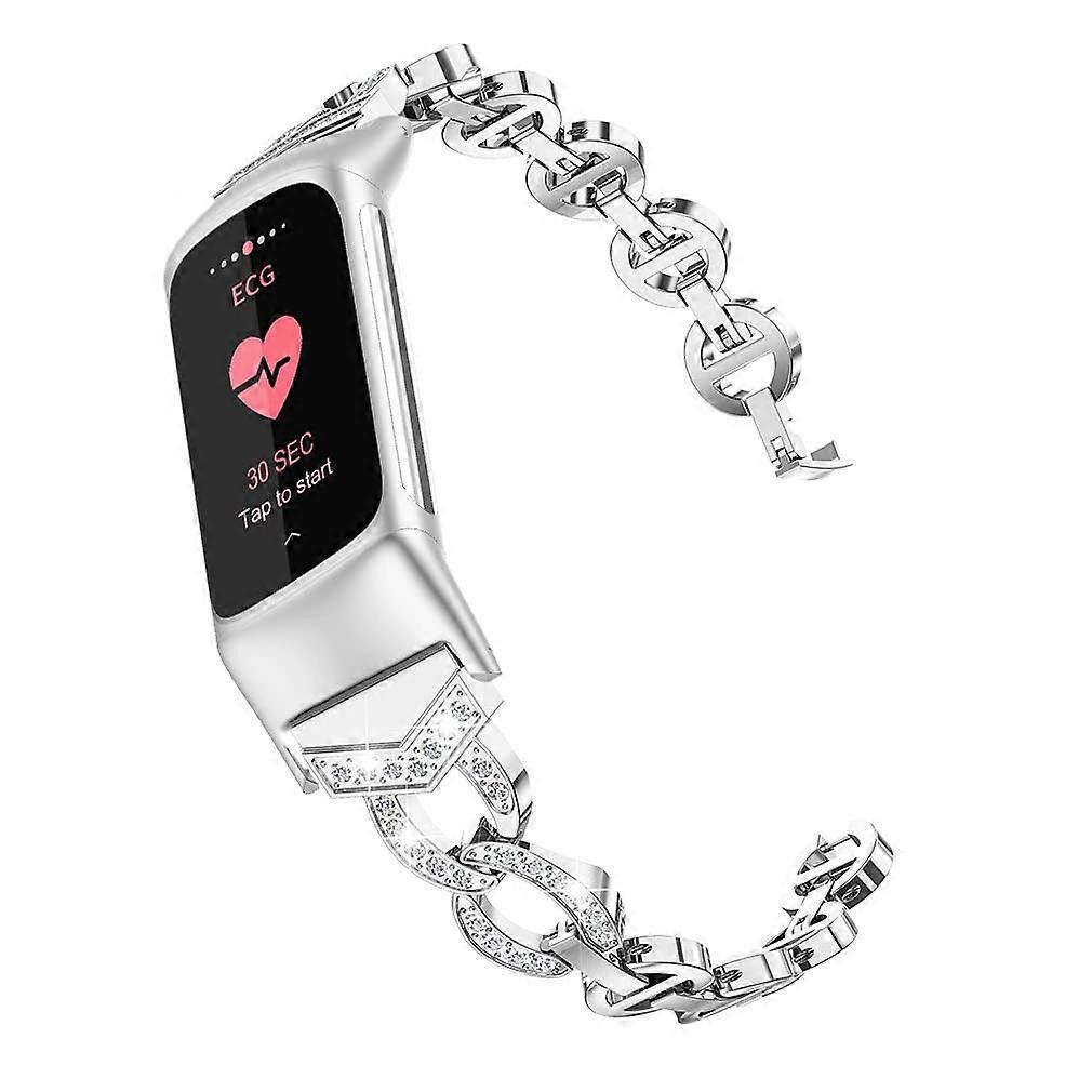 Metal Bracelet Adjustable Silver Replacement Strap for Women for Fitbit Charge 5