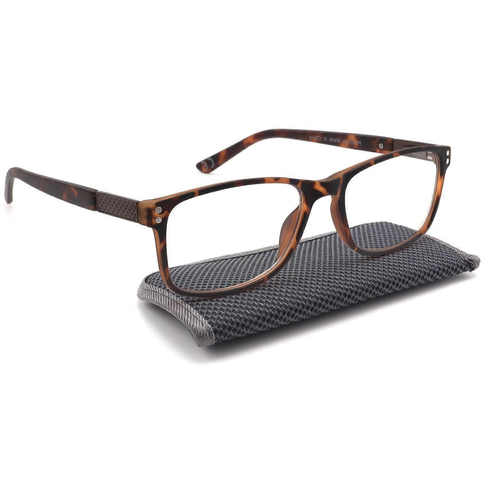 Blue Light Blocking Reading Glasses for Men 3.5 Strength Tortoise Frame with Spring Hinges