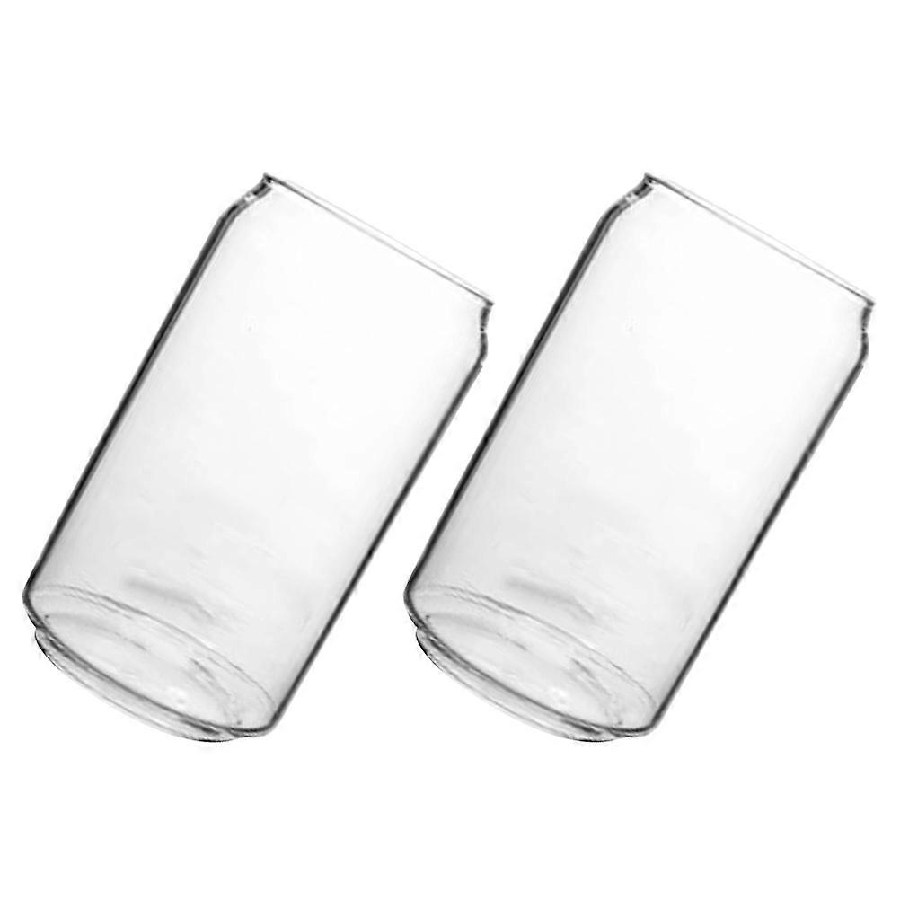Glass Cup Ring-Pull Can Shaped for Water Storage 2Pcs Transparent Mugs