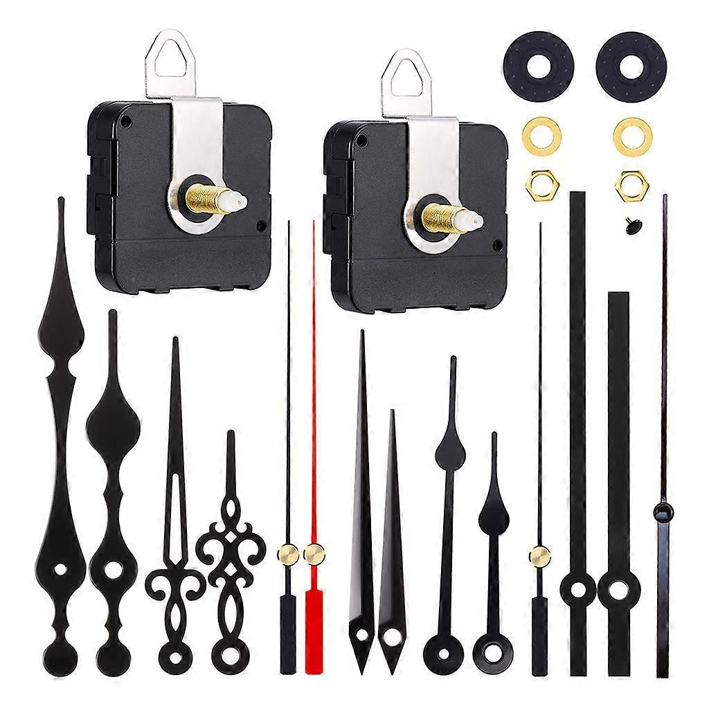 Clock Movement Replacement Kit with 2 Movements 5 Metal Hands Sets for DIY Clock