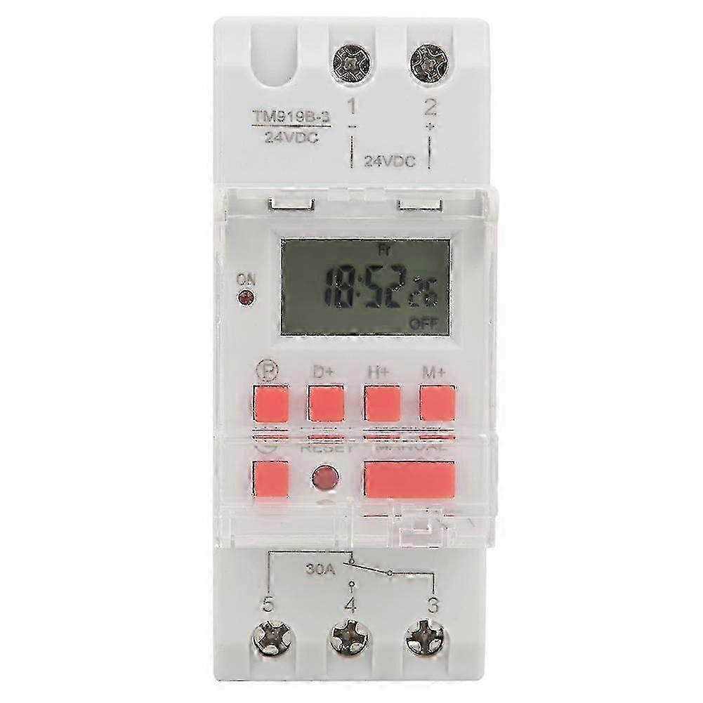DC 24V 30A Weekly 12/24hrs Timer Switch LCD On Off Control Programmable Time Relay -N
