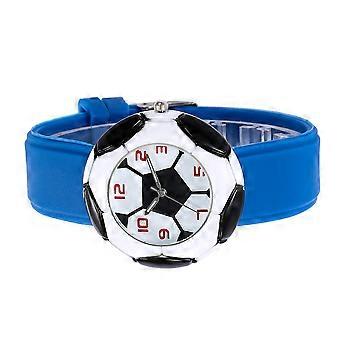 Montre-bracelet pour enfants avec veilleuse, motif football bleu, 1 pièce, à quartz.