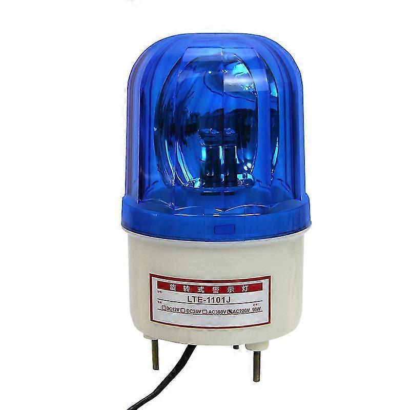 Blue 220V Rotating LED Warning Light - 90dB Alarm, Waterproof & Dustproof Security