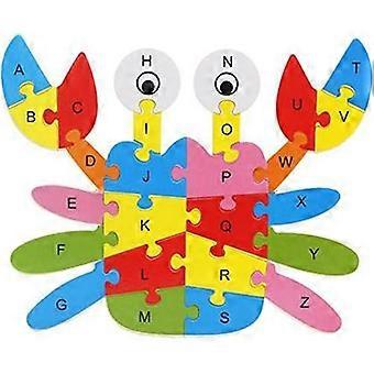 Colorful Wooden Jigsaw Puzzle Lianshi Alphabet Jigsaw Puzzle 26 English Letters Spell Children's Toys Crab Puzzle