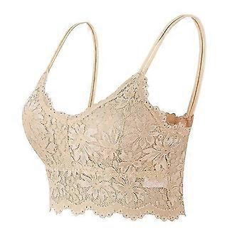Women Sleeveless Lace Vest Bra Cropped Top Camisole Padded Tank Tops Fitness Underwear Floral Lace Bralette 7 Colors