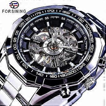 Forsining Men Watch Automatic Mecânica Oca Impermeável Luminosa Steel Band Watch A