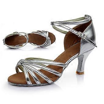 1 Paar hochhackige Schuhe geknoteter Riemen High Heels lateinamerikanische Tanzschuhe für Damen - Größe 40 (Silber)