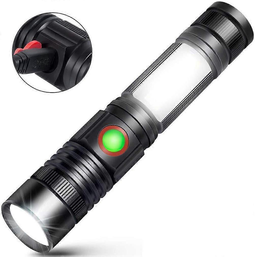 Rechargeable T6 LED Flashlight Zoomable Torch 2 Pack