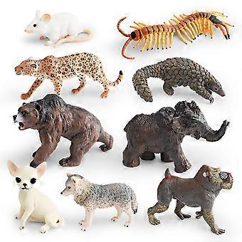 9Pcs Realistic Wild Animal Figurines Set, PVC Figures including Wolf, Leopard, Pangolin, Mammoth, Bear, and More, Educational Animal Toys and Decorati