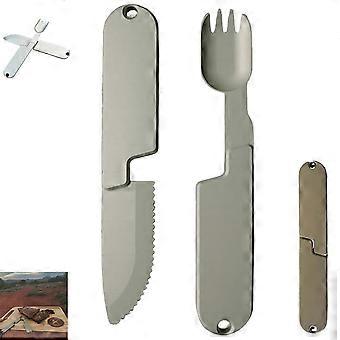 2 in 1 Magnetic Camping Utensils Set, Lightweight Detachable Spoon Fork Combo for Hiking Backpacking, EcoFriendly Reusable Flatware (4PCS)
