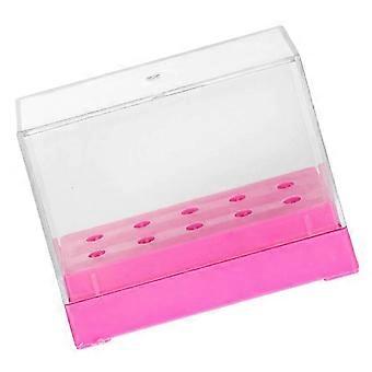Manicure Grinding Head Storage Box Made of Plastic with Rosy Finish