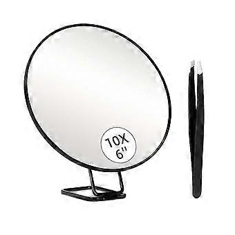 GHJK-10/20/30X Magnifying Mirror with Tweezers Portable Travel Wall Hanging Handheld Desktop Men Women Magnified Makeup Vanity Mirror Jikaix