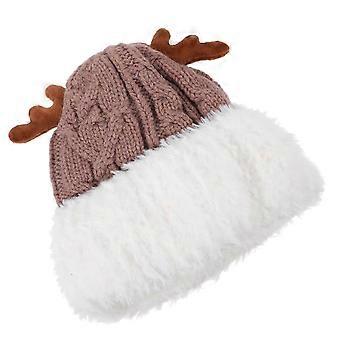 Knitted Xmas Deer Horn Hat Warm Antler Hat for Women