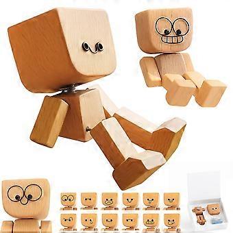 Handmade Wooden Bobble Head with Wobble Motion, Desk and Car Dashboard Decor, 12 Fun Expressions