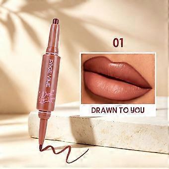 Langdurige liplinerstick met dubbele functie, soepel glijdende, veegvaste lipliner, definieert de lipcontour, draagbare lipliner voor dagelijkse en feestelijke make-up, 1,2 g