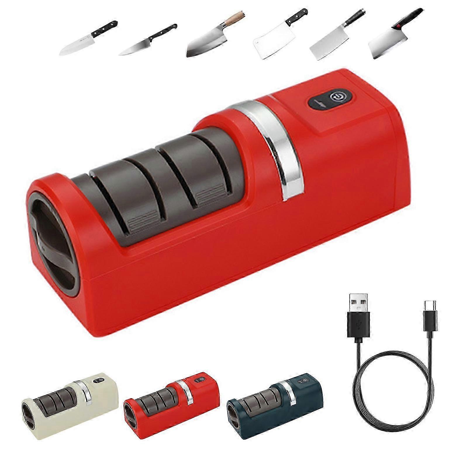 Electric Knife Sharpener Automatic Double Sided Knife Sharpener with Diamond Abrasives compatible with Quick