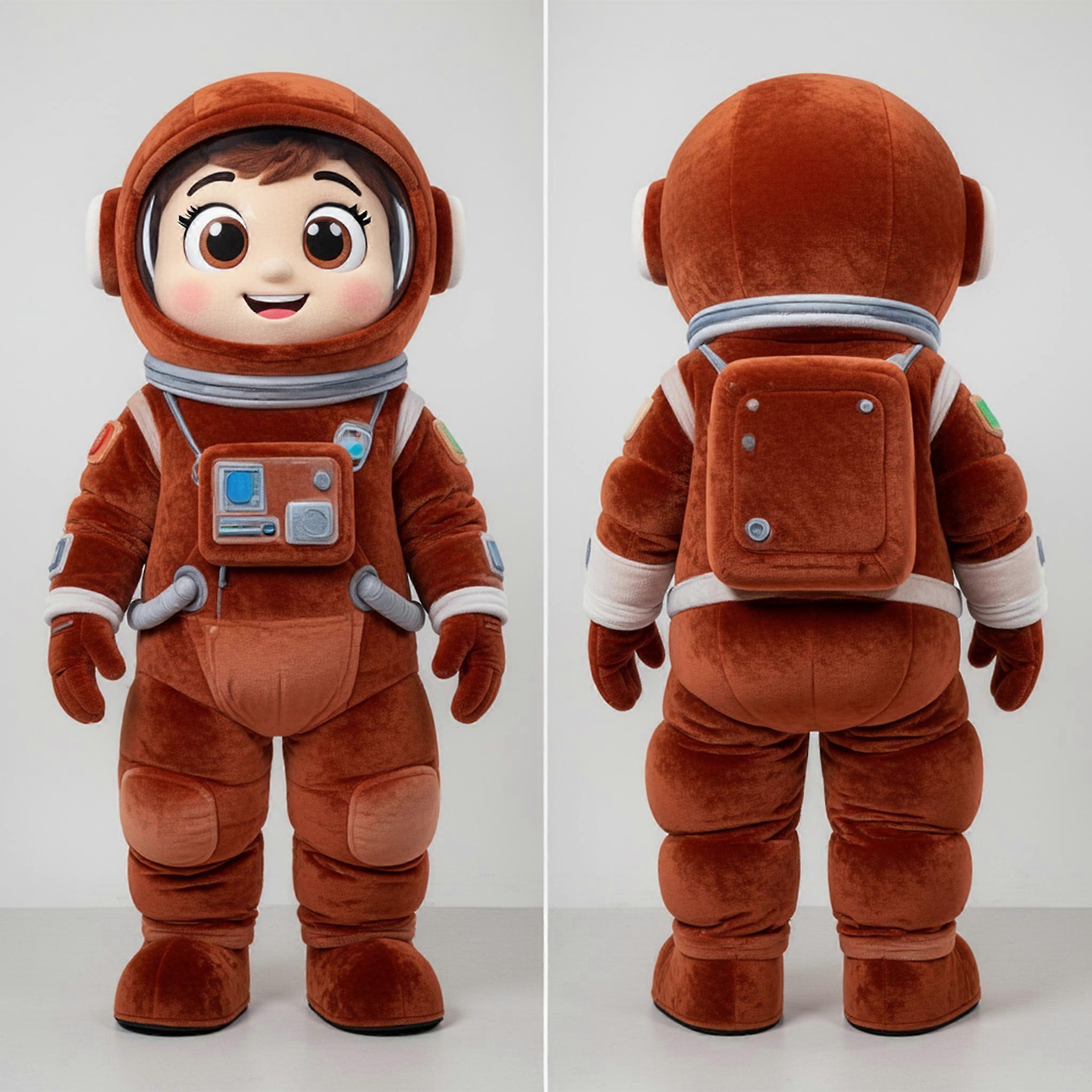 MASTICOT Rust Orange Wide Eyed Astronaut Mascot