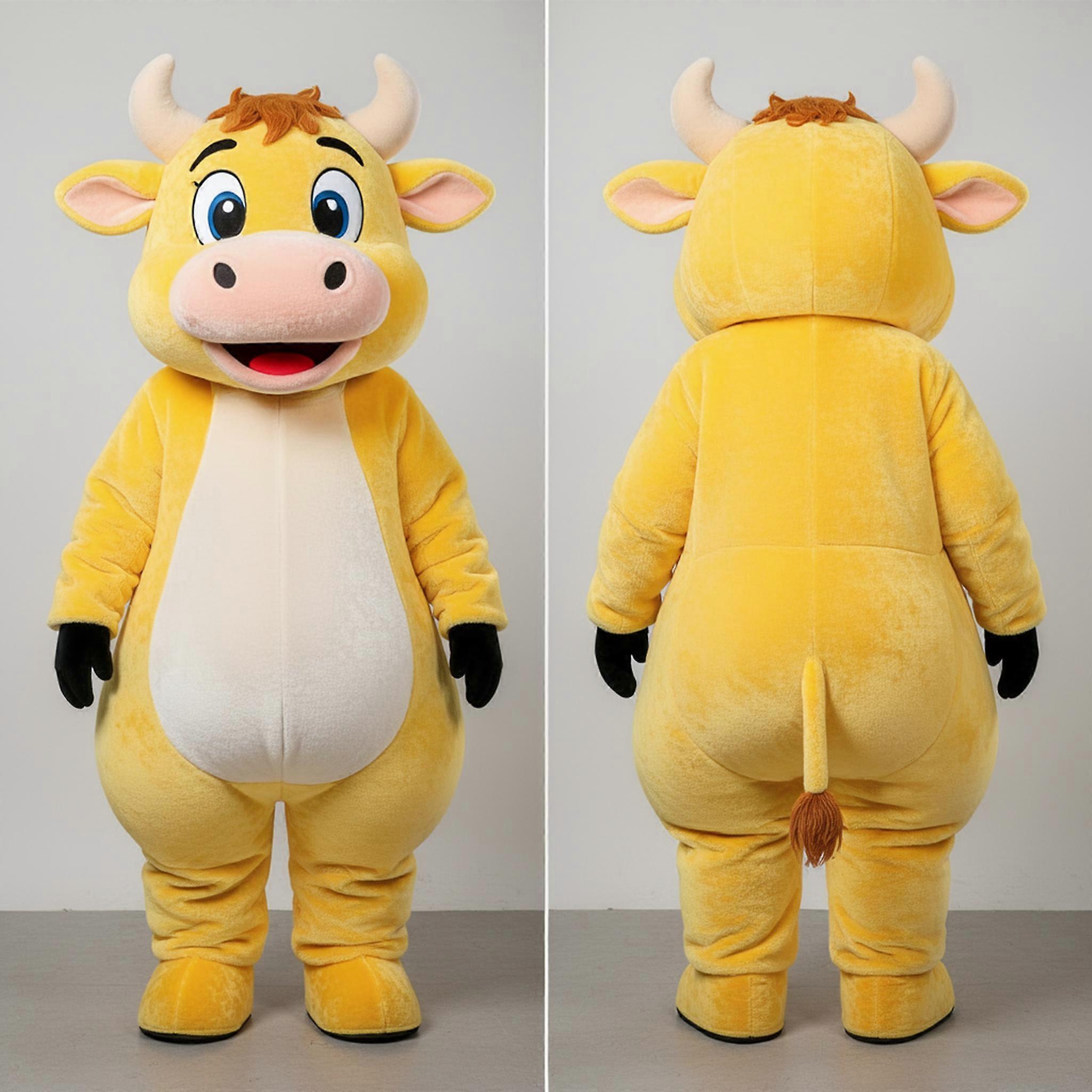 MASTICOT Golden Yellow Plush Cow Mascot