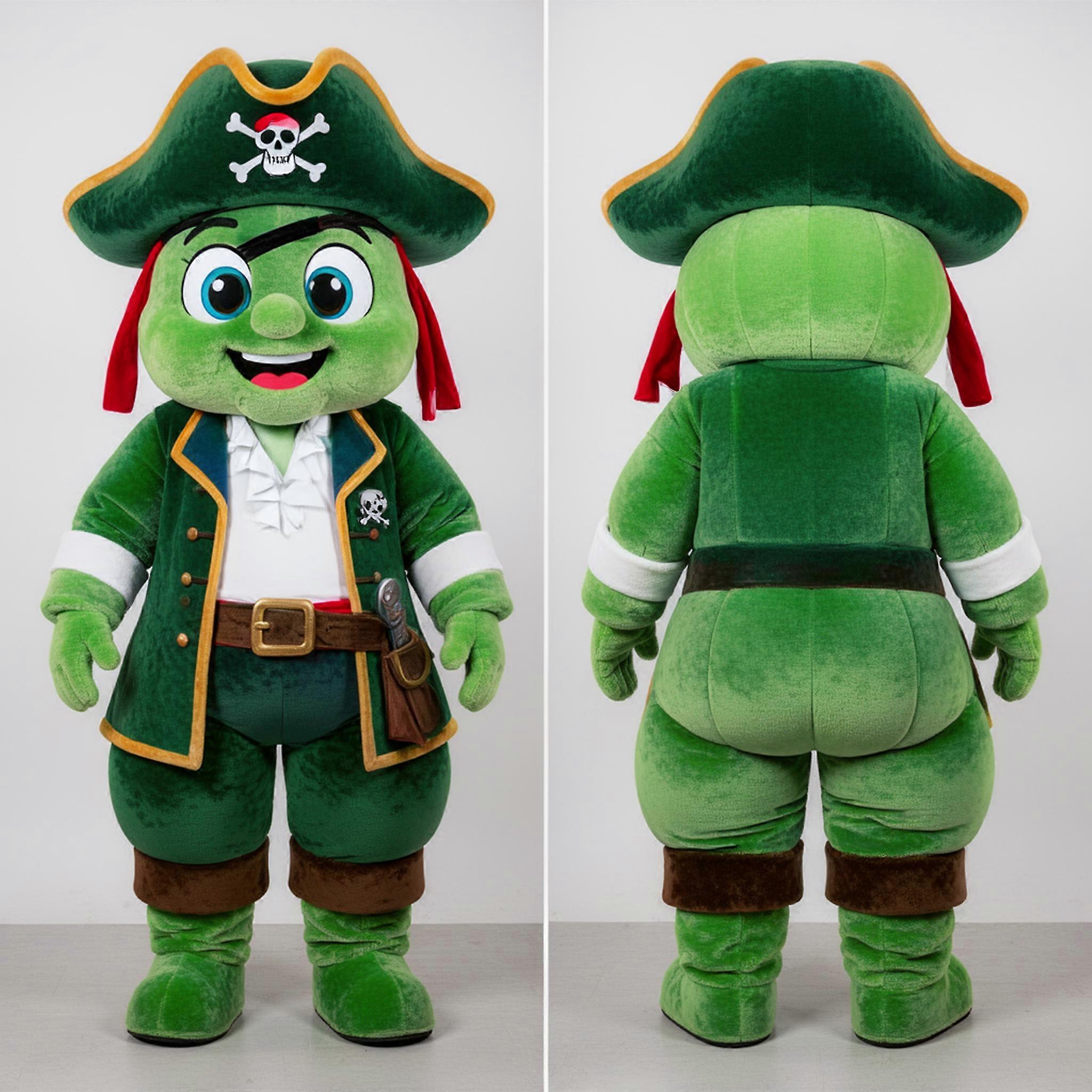 MASTICOT Emerald Green Broad Shouldered Pirate Mascot