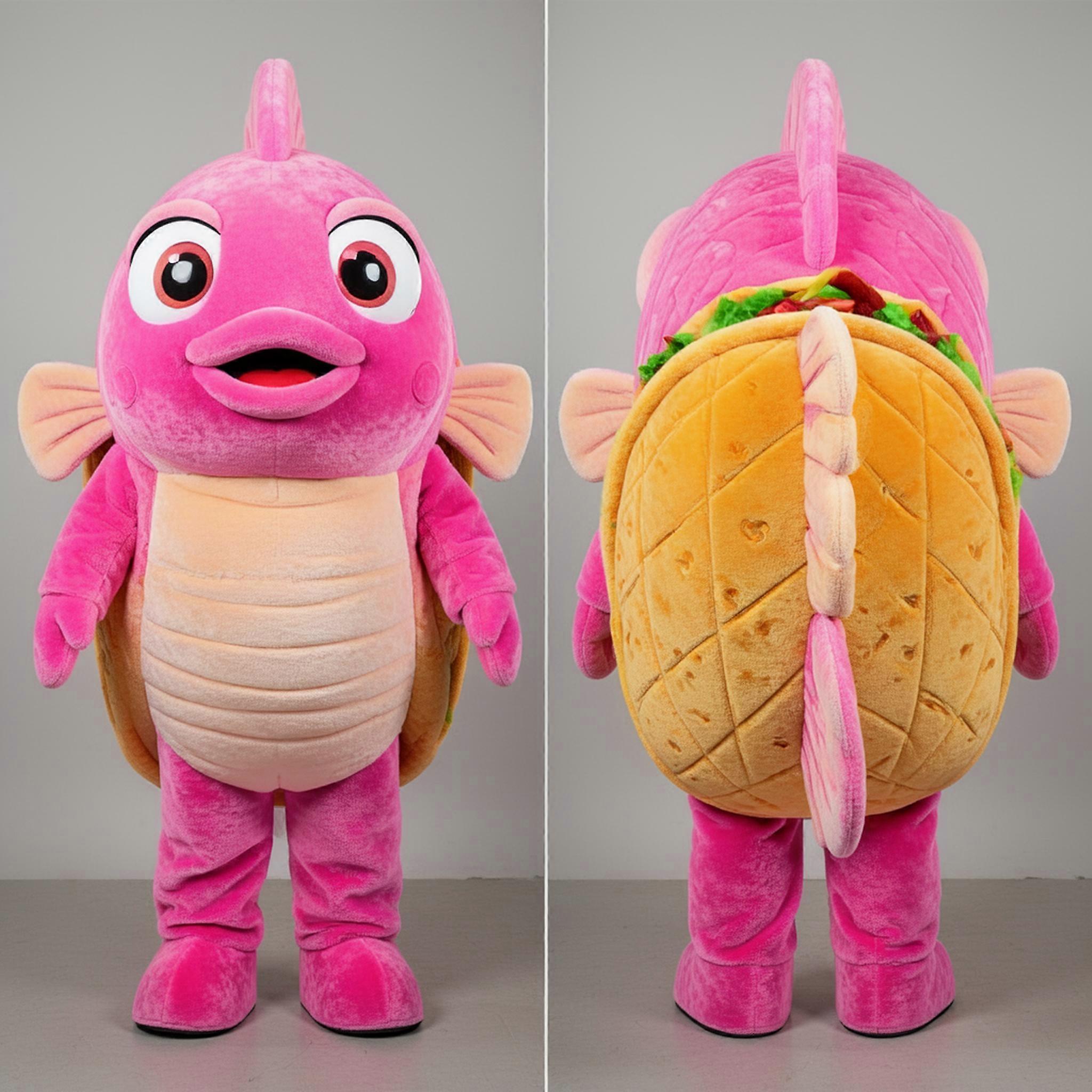 MASTICOT Pink Plush Fish Tacos Mascot