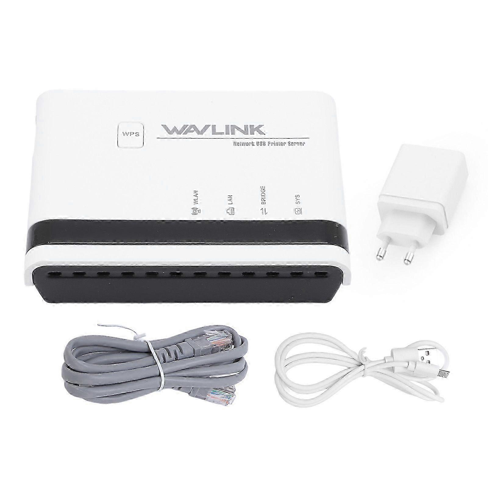USB Print Server 10/100Mbps LAN Bridge Sharing Wired Wireless Standalone Modes Print Server Plug and Play Support 4 Printers EU Plug