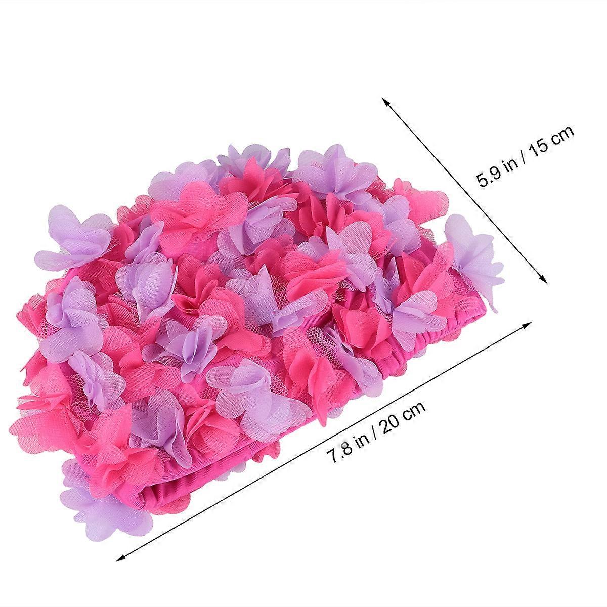 Bonnet de bain fleuri pour femme, 1 pièce, confortable et respirant, accessoire rose