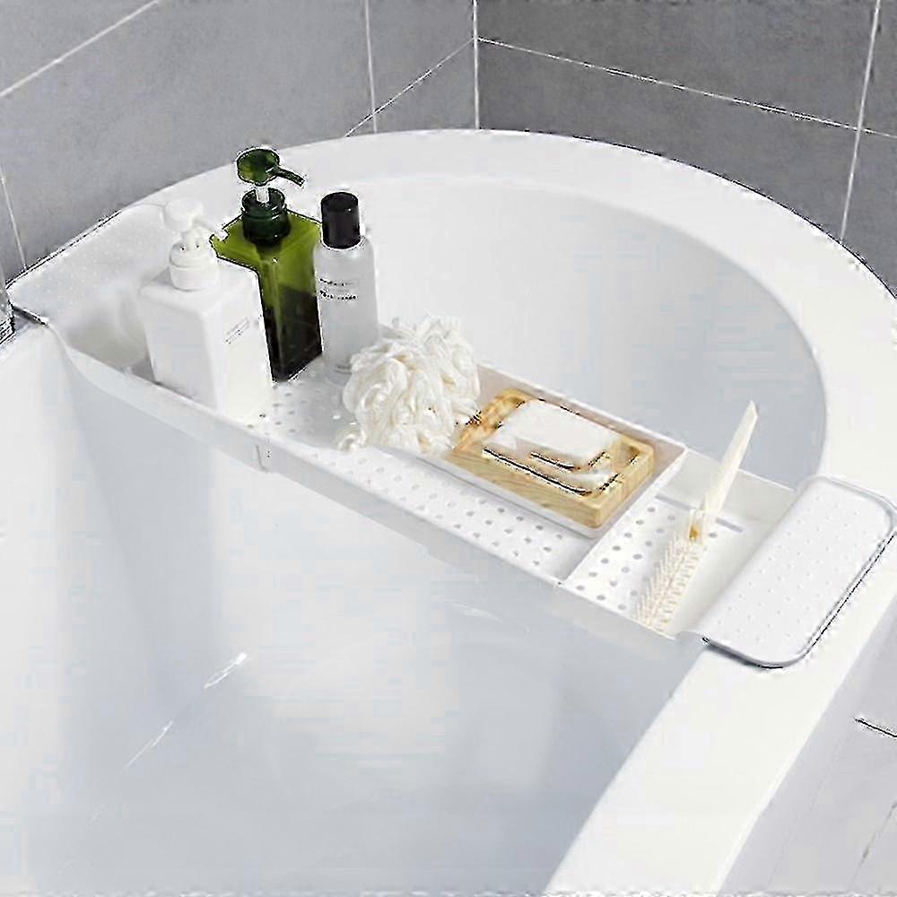 Extendable Bath Tray For Bathtub With Candle,white