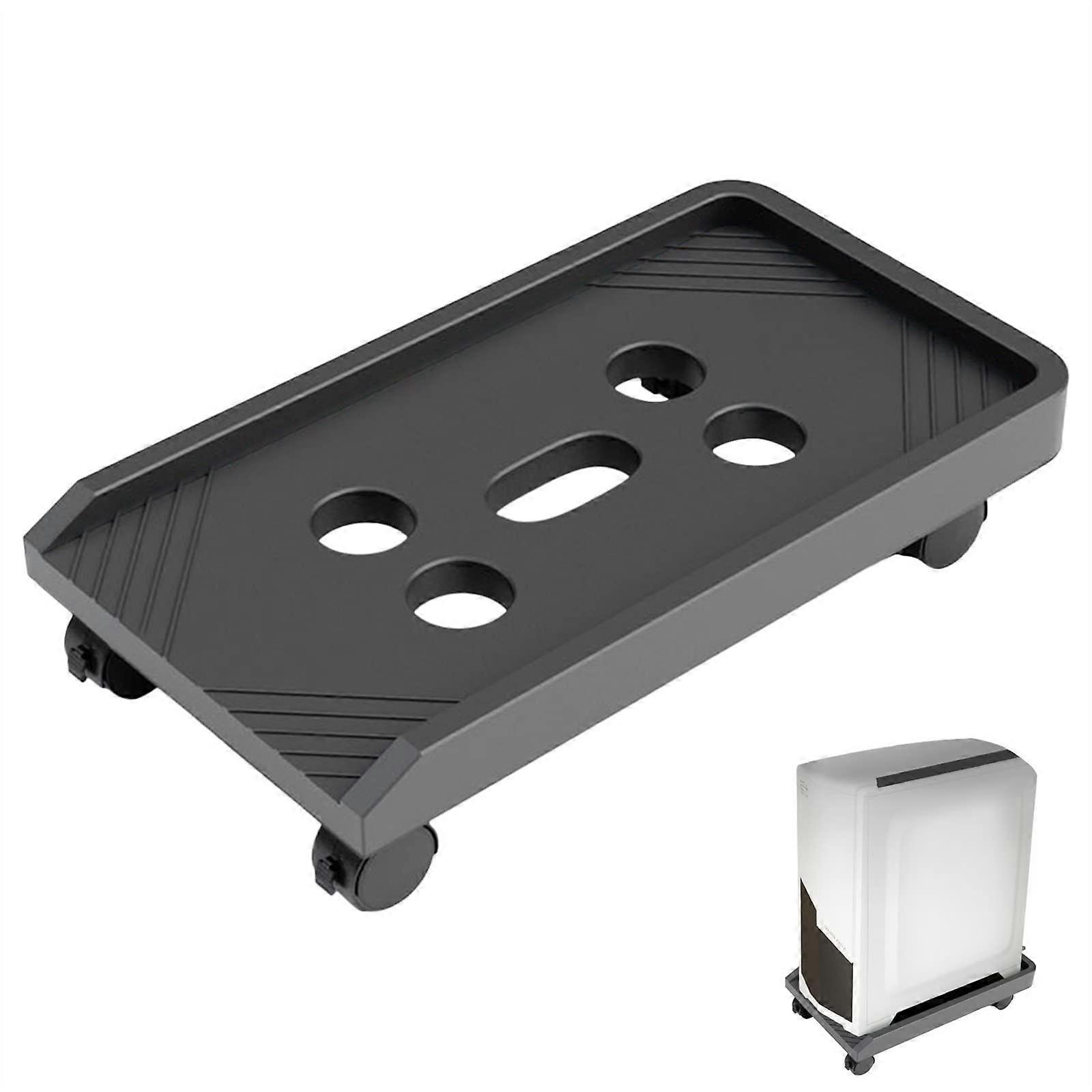 Adjustable Under Desk PC Tower Stand with Wheels, Ventilated CPU Holder for Gaming Setup Black