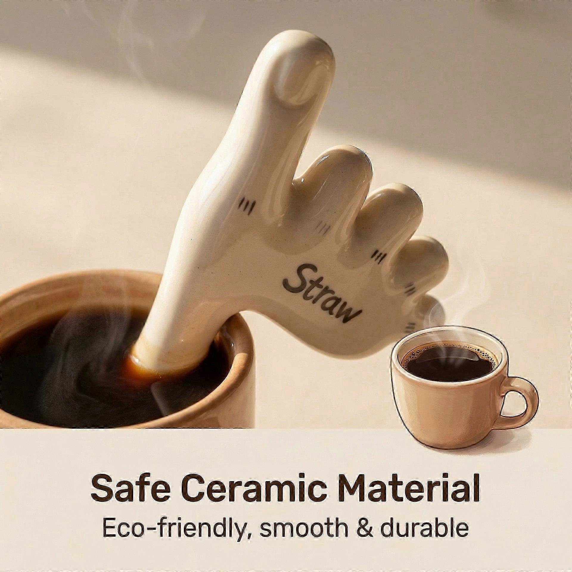 Artisan Ceramic Toe Straw for Drinks