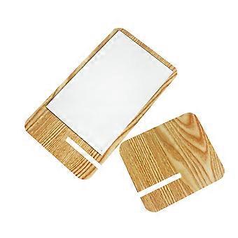 Khakifarbener Holz-Schminkspiegel für kosmetische Zwecke, 3-teiliges Retro-Tischspiegel-Set