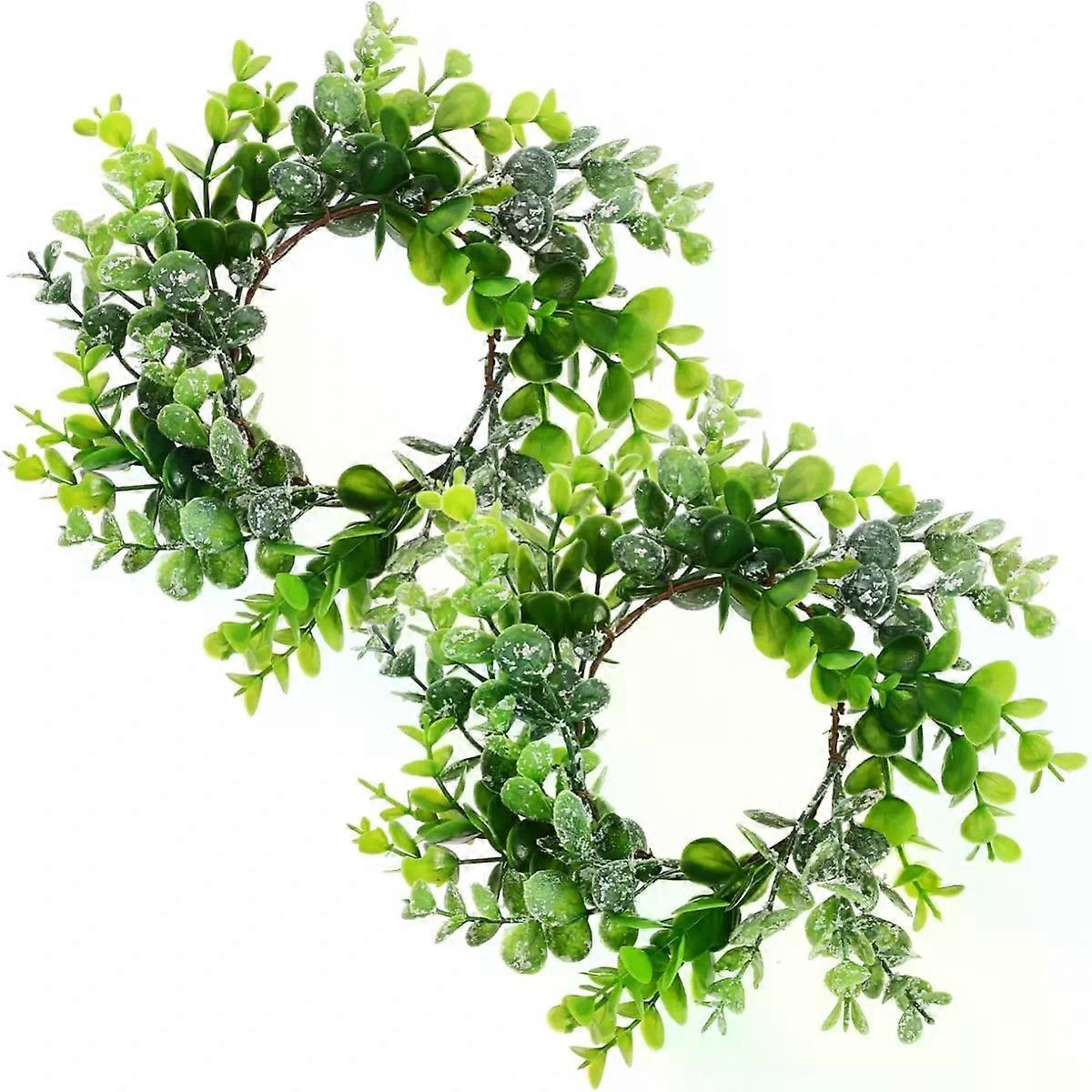 2Pcs Artificial Eucalyptus Leaf Wreath, Green Hanging Simulation Garland