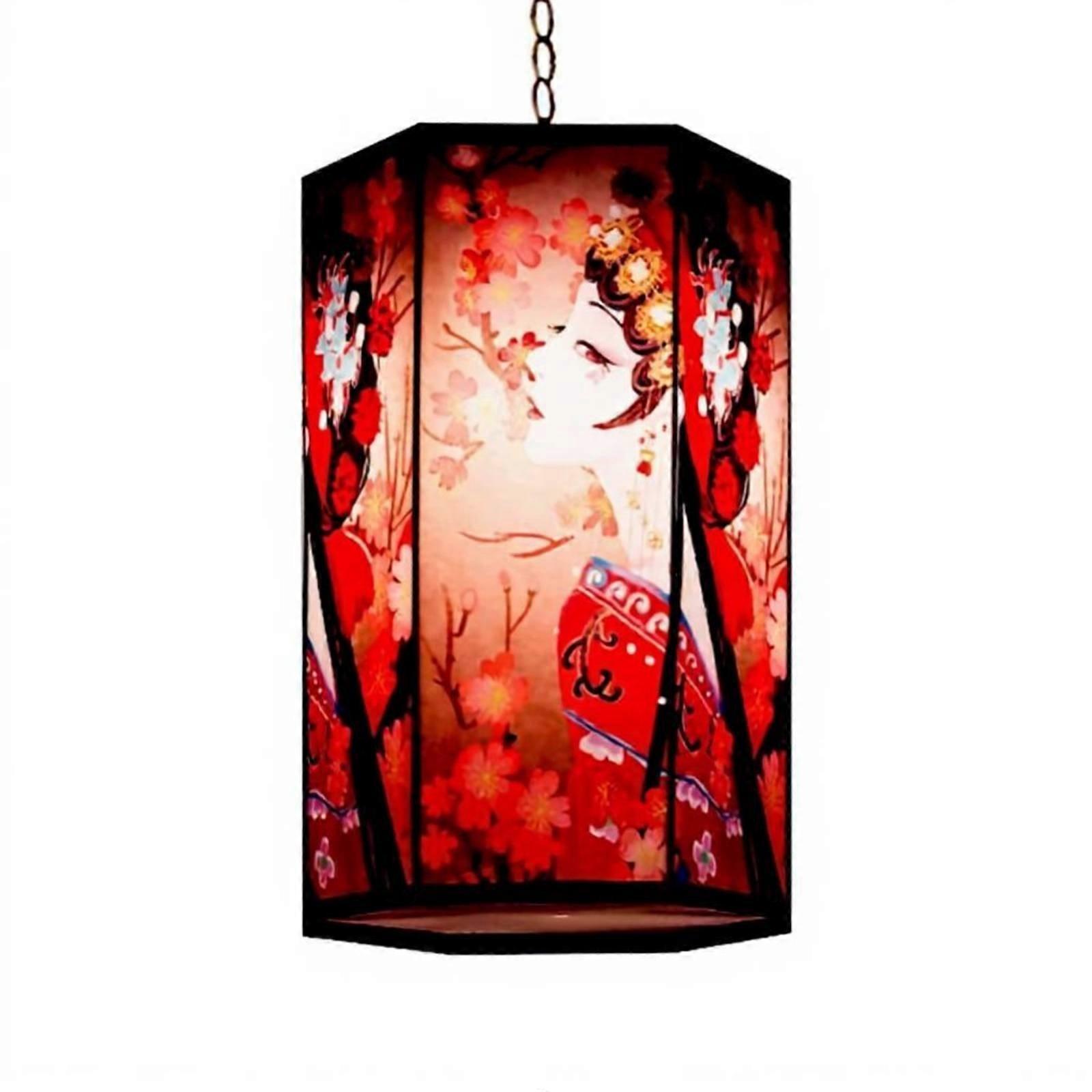 Hexagonal Lantern, Chinese Rectangular Hanging Light, Outdoor Waterproof,