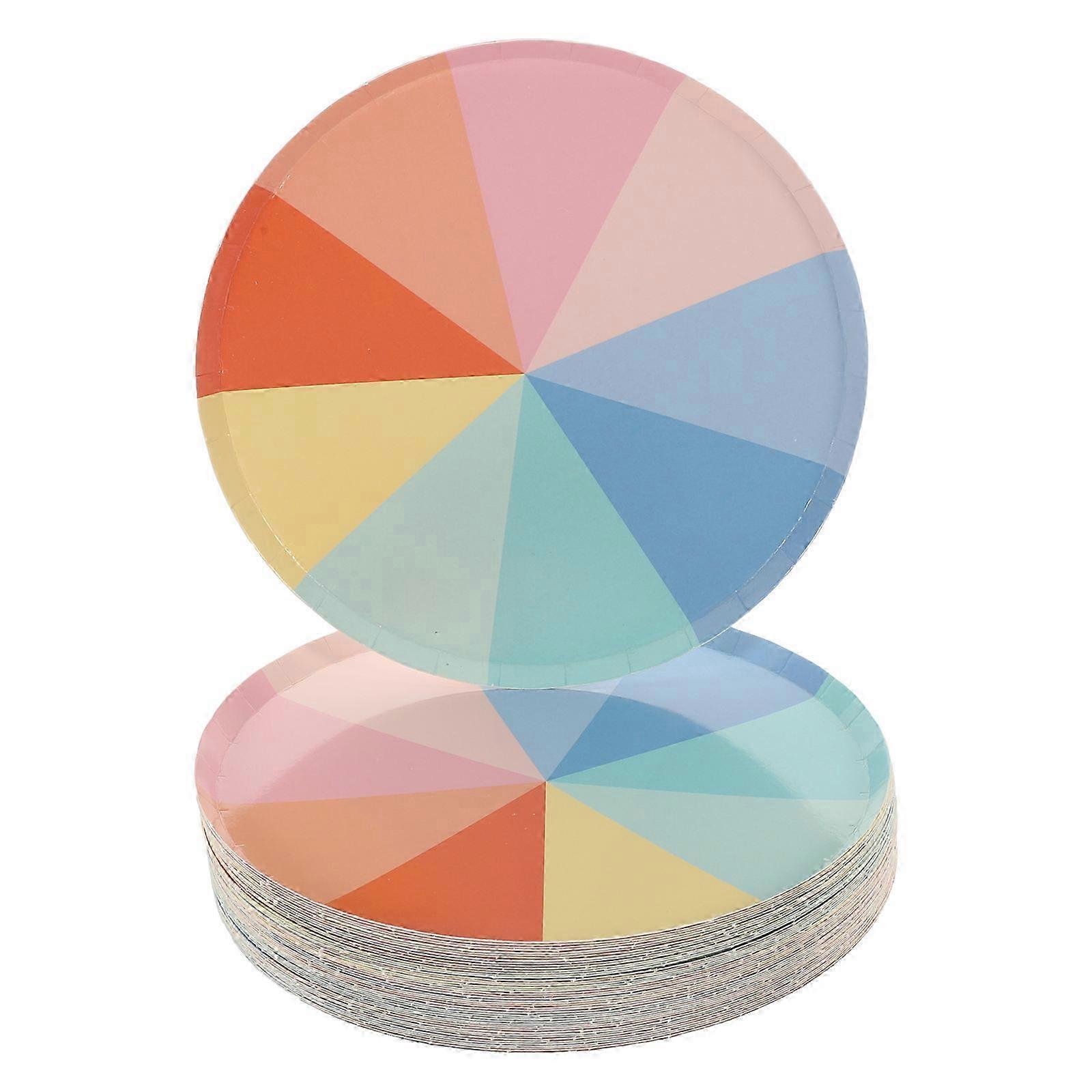 Household Rainbow Paper Plates Multi-Function Food Plates 50Pcs