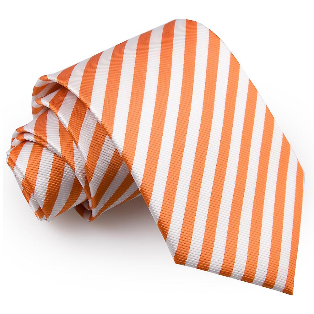 White and Orange Thin Stripe Tie