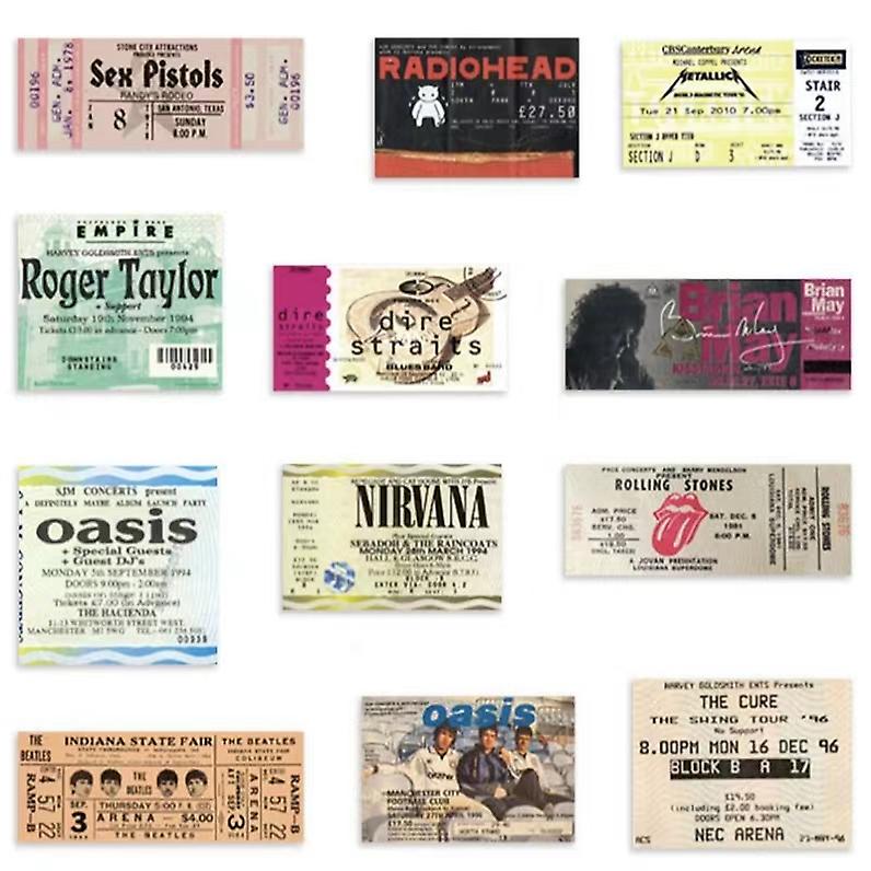 42pcs Rock Band Ticket Stickers