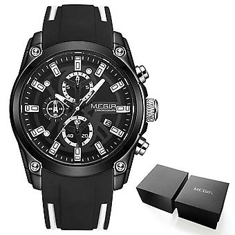 Megir Men's Military Sport Watches Men Waterproof Fashion Blue Silicone Strap Wristwatch Man Luxury Top Brand Luminous Watch