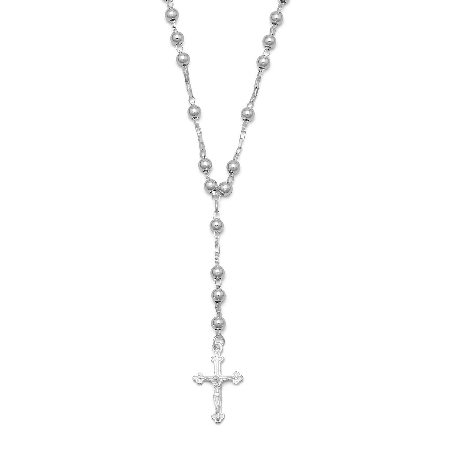 Colar com pingente de terço em prata de lei 925 de 40 cm (16 polegadas) para mulheres